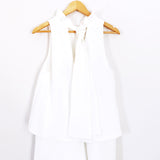 DO+ BE White Ruffle Collar Tie Back Tiered Romper- Size M