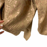 And The Why Tan/Gold Metallic Animal Print Bubble Sleeve Sweater NWT- Size S/M