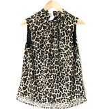 Gibson Leopard Halter Tie Back Blouse NWT- Size XS Petite