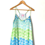 Lilly Pulitzer Blue Green Lined Maxi Dress- Size L (see notes)