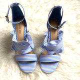Gianni Bini Blue & White Striped Double Strap Ruffle Sandal- Size 6.5 (BRAND NEW CONDITION)