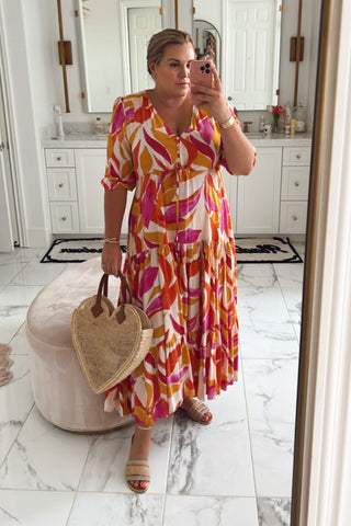 Petal + Pup Pink and Orange Print Maxi Dress- Size XL (sold out online)