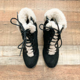 Madden Girl Black Faux Fur Lined Lace Up Boots- Size 9 (see notes)