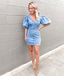 Idem Ditto Denim Puff Sleeve Dress- Size M (fits like a small)