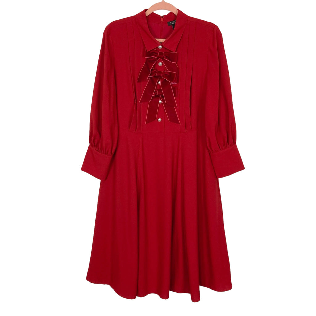 Halogen x Atlantic Pacific Red Fit and Flare Dress with Pearl/Velvet B The Saved Collection Halogen x Atlantic Pacific Red Fit and Flare Dress with Pearl/Velvet B The Saved Collection