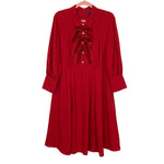 Halogen x Atlantic Pacific Red Fit and Flare Dress with Pearl/Velvet Bow Detail- Size 14 (sold out online)