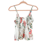 AGQT White/Pink/Green/Orange Floral Top with Slit Bottoms Set NWT- Size M