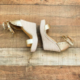 No Brand Gold Ankle Wrap Wedges- Size ~7 (see notes)