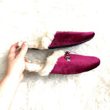No Brand Velvet Buckle Slippers- Size L (9-10)