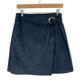LOFT Navy Faux Suede Wrap Skirt- Size 6