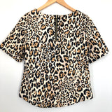 TOPSHOP Leopard Blouse Exposed Zipper - Size 4