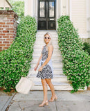 Banana Republic Blue and White Printed Drop Waist Dress- Size 4