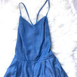 Lovers + Friends Denim Lace Up Back Romper - Size S