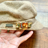 Betmar Tan Wool Jewel Detail Cap