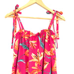 Peach Love Hot Pink Floral Tie Strap Dress- Size S