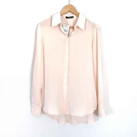 Mango Blush Pink Sheer Button Up NWT- Size M
