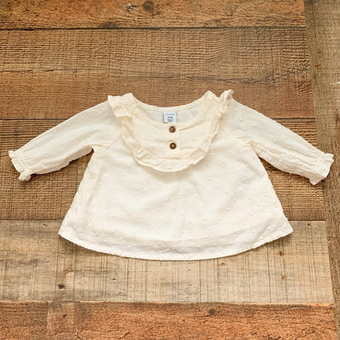 Old Navy Cream Swiss Dot Top- Size 0-3M