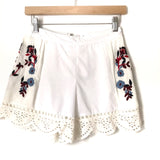 Sugar+Lips White Embroidered Shorts NWT- Size XS