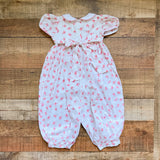 No Brand White/Pink Floral Jumpsuit- Size 2T (see notes)