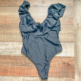 Altar'd State Black Ruffle Tie Back One Piece- Size M