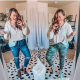 American Eagle Tan Lace Up Jegging Fit Sweatshirt NWT- Size L