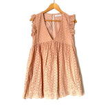 Mustard Seed Pink Eyelet Romper with Pockets (looks like a dress!)- Size S