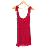Reformation Red Ruffle Hem Christine Mini Dress- Size 0