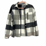 Miss Sparkling White/Black/Grey Plaid Shacket- Size S