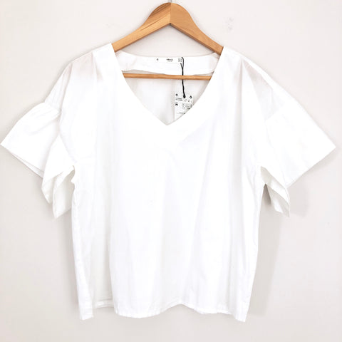 MNG White Wide Cut Flutter Sleeve- Size M