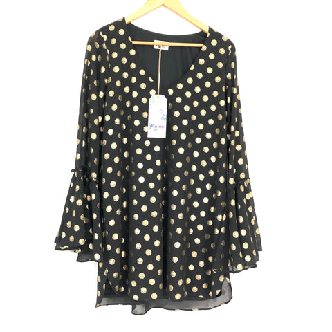 Show Me Your Mumu Black/Gold Polka Dot Dress NWT- Size S