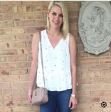 LOFT Tank Sheer Lined with Ruffle Hem- Size S