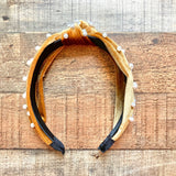 No Brand Gold Velvet with Pearls Knot Headband