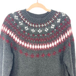 J Crew Grey Wool Blend Printed Beaded Sweater Dress- Size L