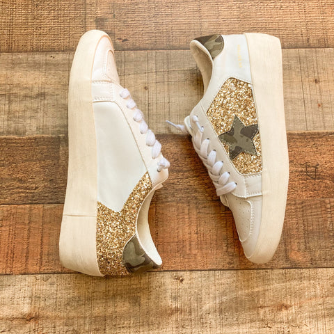 Vintage Havana White with Gold Glitter/Camo Sneakers- Size ~8 (see notes)