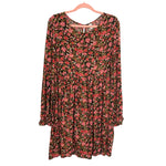 BP Black/Rose Floral Long Sleeve Dress NWT- Size L