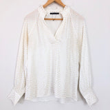 M&S Collection Gold Dot Blouse with Smocked Cuff Detail- Size 4