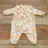 Angel Dear Mustard and Brick Floral  Jumpsuit- Size 0-3M