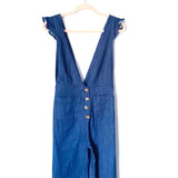 Clayton Denim Button Up Plunge Cropped Jumpsuit- Size M (sold out online)