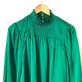 Ali & Jay Green Smocked Mock Neck Long Sleeve Top NWT- Size S