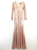 Lulus Rose Gold Sequins Long Sleeve Gown- Size S