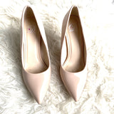 Heart in D Nude Patent Leather Pointed Heels- Size 7.5 (BRAND NEW CONDITION)