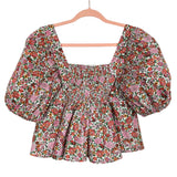Buddy Love Floral Puff Sleeve Peplum Top NWT- Size S
