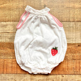 The Oaks Apparel White Embroidered Strawberry Tie-Back Bubble- Size 9M