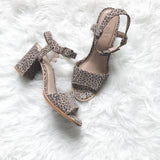 ABLE Leopard Print Open Toe Block Heel Shoes- Size 7