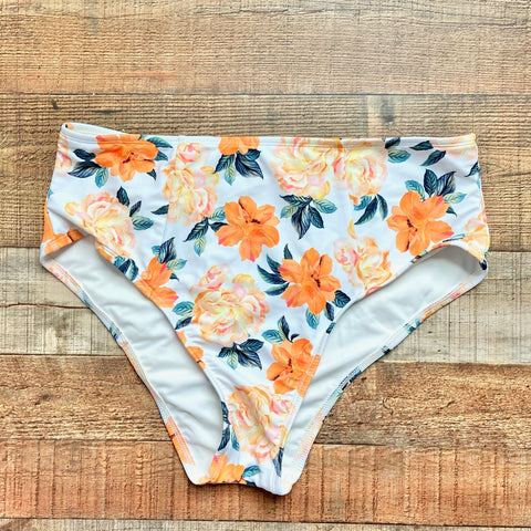 Shade & Shore White Yellow/Orange Floral Bikini Bottoms- Size XL (we have matching top)