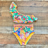 No Brand Tag (Antonio Melani) Floral One Shoulder Ruffle Padded Bikini Top- Size ~S (see notes, we have matching bottoms)
