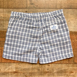 Little Paper Boat Navy/White Plaid Linen Shorts- Size 5
