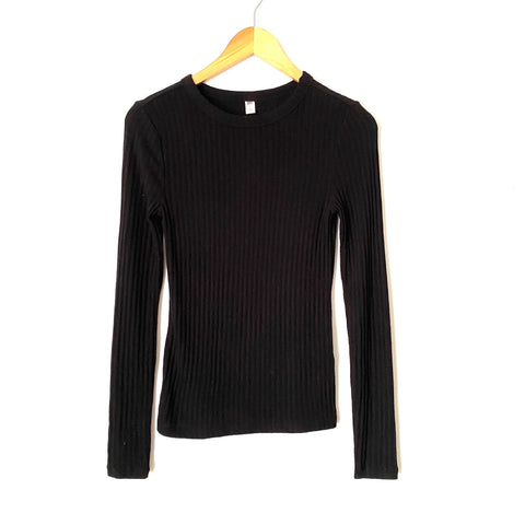 BP Black Ribbed Long Sleeve Top- Size S