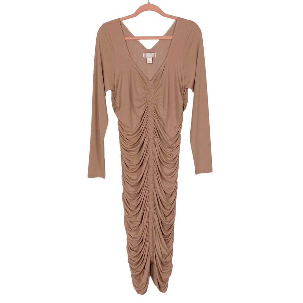 rachel parcell ruched dress Rachel Parcell Ruched Long-Sleeve Body-Con Dress