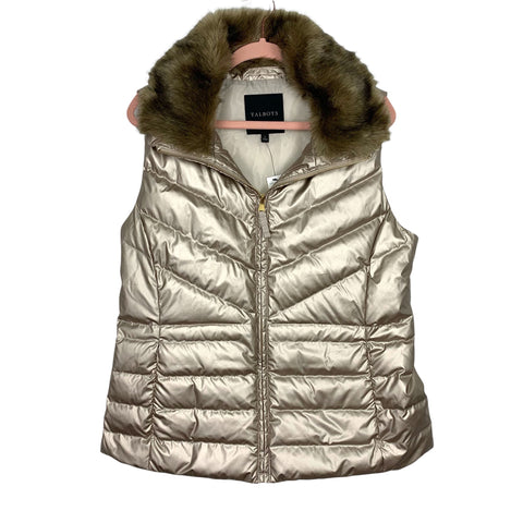 Talbots Puffer Vest with Removable Faux Fur Collar NWT- Size L